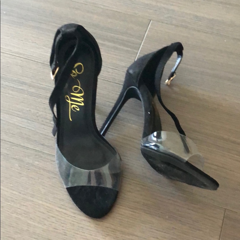 So Me Black strap Heels